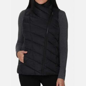 Nicole Miller Asymmetrical Zip Puffer Vest S